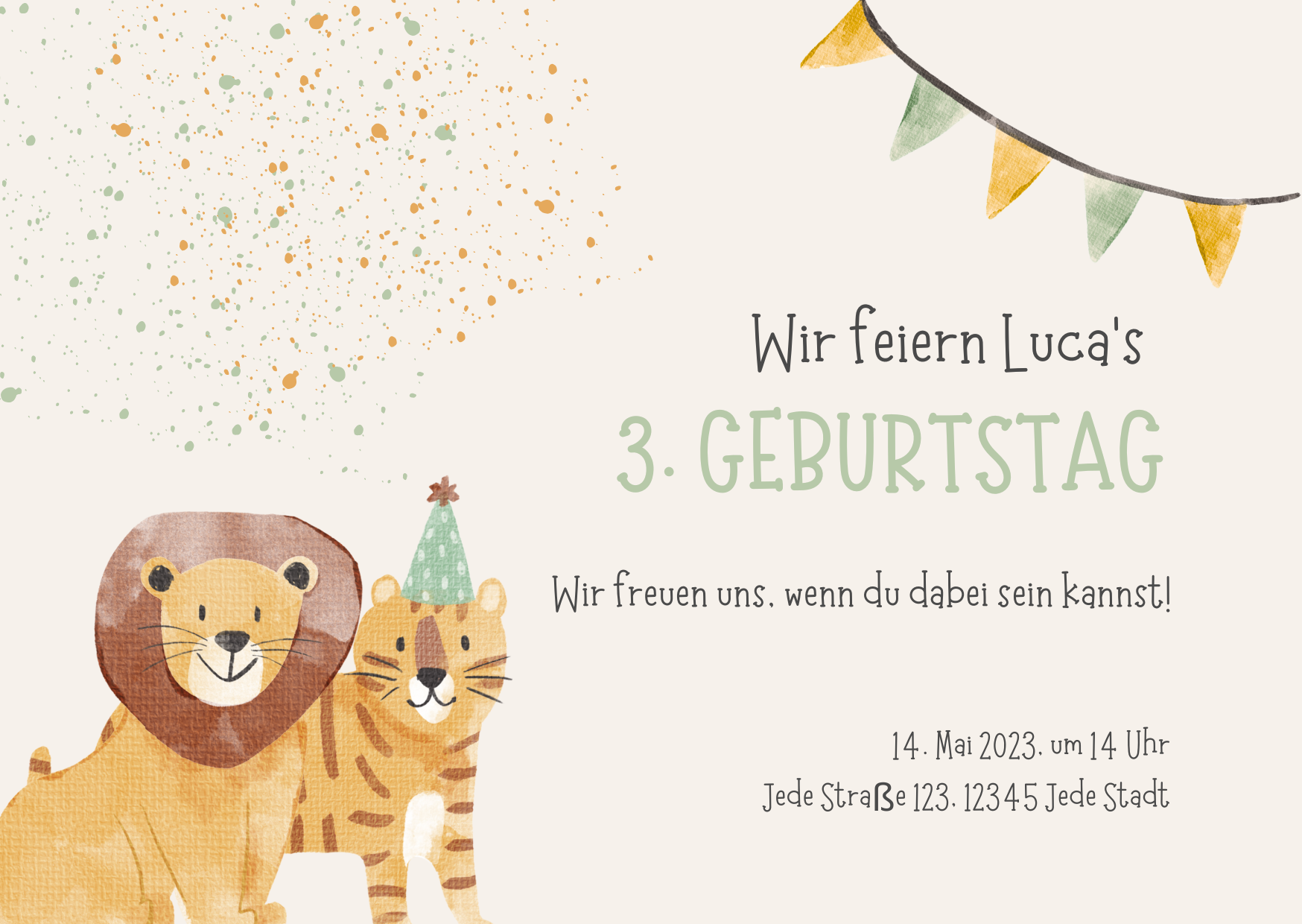 Personalisierbare Geburtstagseinladung - Löwe